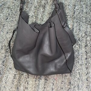 Allsaints gray cow leather slouch bag